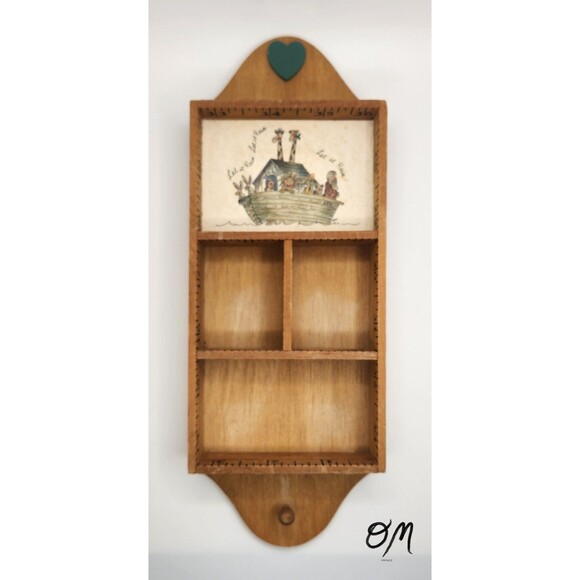 Hand Crafted Wooden Ruler Noah's Ark Trinket Wall Shelf - Picture 1 of 7